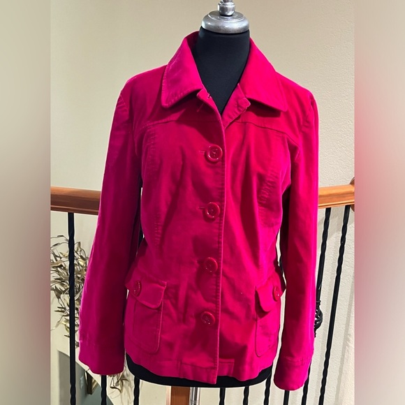 Talbots VINTAGE Bold Pink Stretch VELVET JACKET, BLAZER WOMENS SIZE 16 - Picture 1 of 10